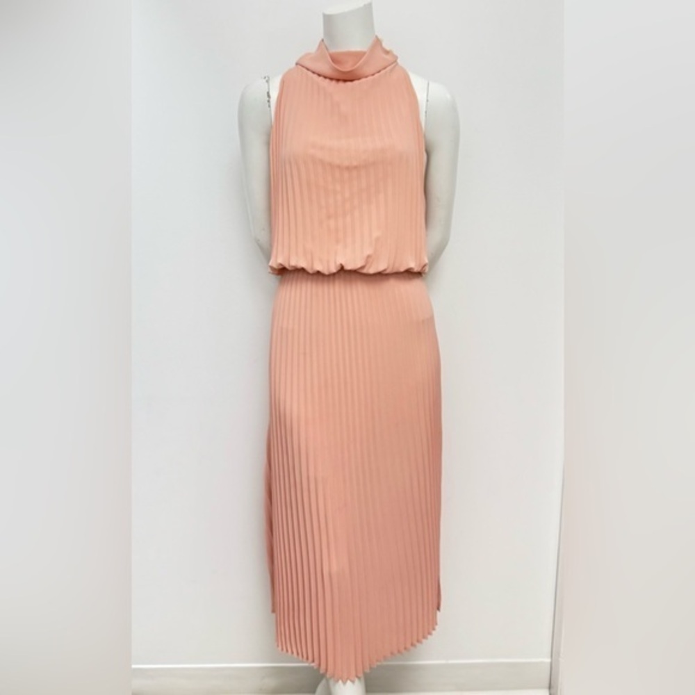 Babaton Pink Pleated Bautista Dress Size M
